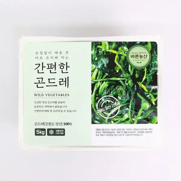 강원도정선/냉동 곤드레/ 손질/세척/삶은/냉동 5kg(아이스박스포장), 1팩, 5kg