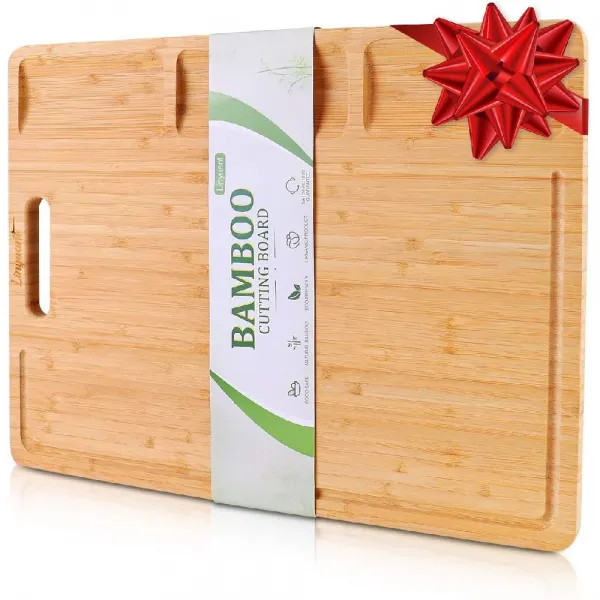 Linyuant 구획 내장 주스 홈 And 3 나무 도마 대형 대나무 유기 주방 가역 나무 도마는 고기 빵 과일 상세페이지참조