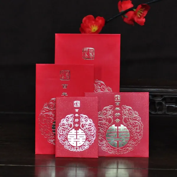 결혼식이 완전무결 친척을 맞이함 겹경사 선물 독창적 레드가방 결혼기념일 축의금 몫 돈 답례했다 문을 막다, 미니 레드가방 （40개 ）, 뜨겁다 황금  둥글다 꽃무늬 레드가방