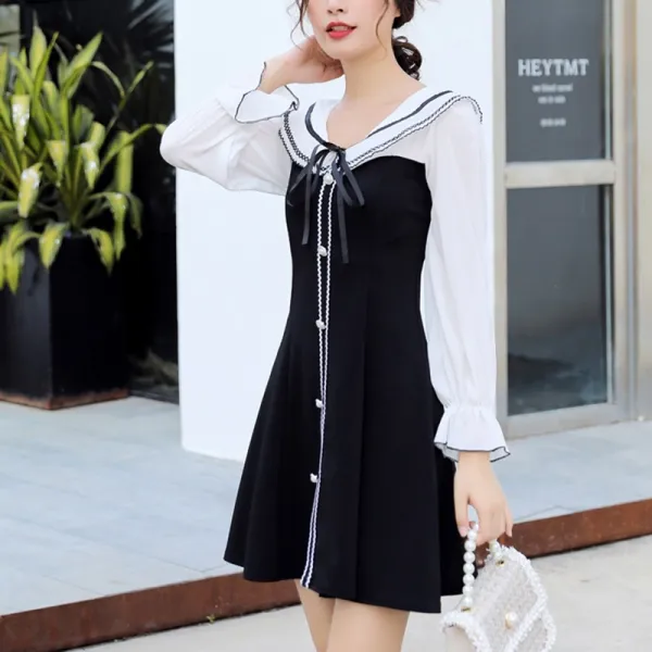 프로젝트브이 여성 클래식 모던 프릴 블랙 원피스 진주포인트 하객원피스 모임원피스 미니원피스 3 J