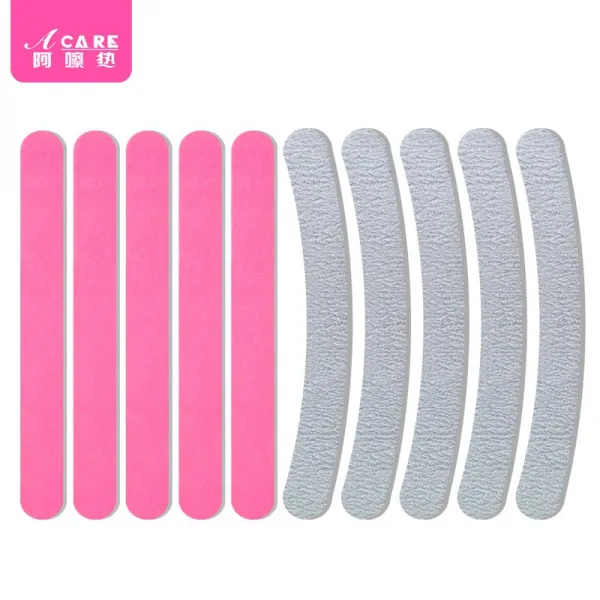 와이씨커머스 ACARE 네일케어 네일아트 양면 블럭 손톱이 부러지다 스폰지 풋, 롱스틱 핑크 5즈 _반달 그레이 5즈