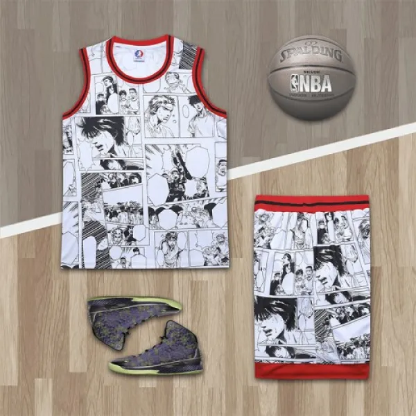 농구 고수팀 농구복 남녀상 북10호 사쿠라키 꽃도 유천단풍농구 옷 뒷심정제발 백색 XXL(2296)