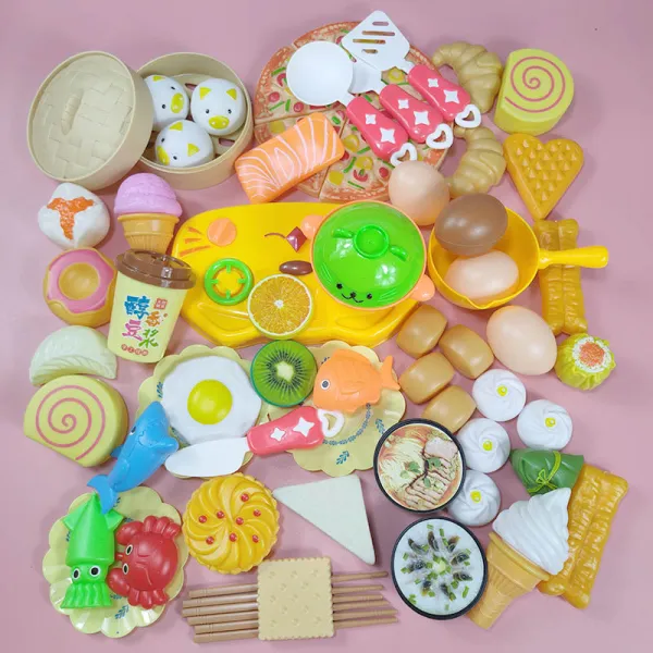 진짜같은 음식모형 카페 식당 모조 음식 시뮬레이션 음식 요리 찜통 소꿉장난감 키친 세트 음식 모형 세트 피 집, 24 美味아침 일찍65아이템（그림과 같이）