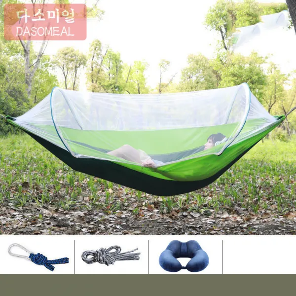 [해외 직송]다소미얼 해먹 옥외 그네 2인실 성인 모기장 어린이 그네뛰기 여름 XZ05 A29, 06 그린 슈트 240*120cm