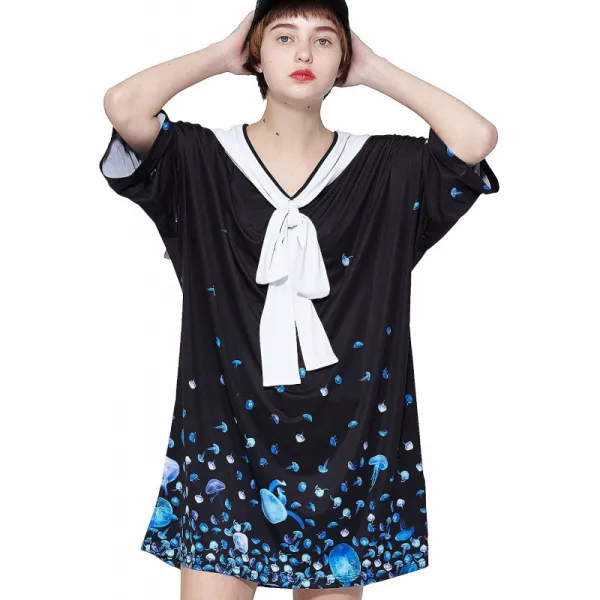 [앵콜 잠금 ankoROCK 제각각 해파리 세일러 T 셔츠 - 메가빗구 2020SUMMER 제각각 해파리 일본 onesize (
