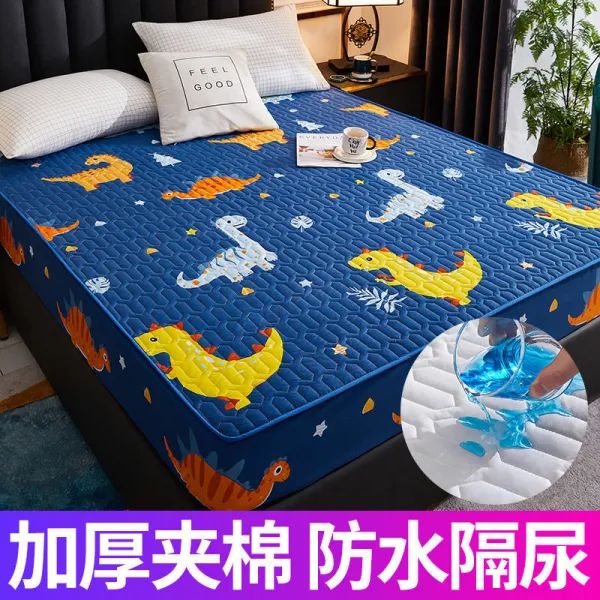 컨택몰 침대방수커버 겹 면 침대시트 침대커버 단건 방뇨 배기 매트리스커버 두꺼운 먼지 방지 물세탁 가능 보호케이스, 다이노스 낙원  사계절 솜을 끼임 방