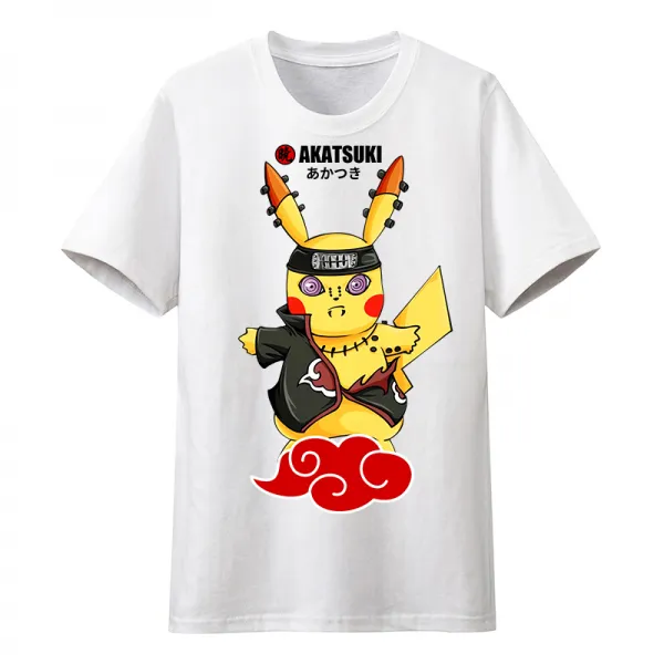 피카츄 연명 화영닌자 반팔 티 남성 여름 오버핏 커플룩 Ins 패 티셔츠 반 소매