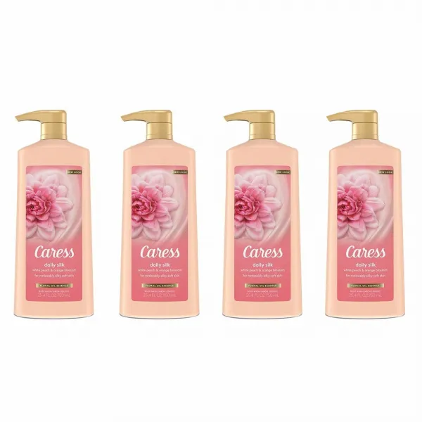 (미국직배) Caress 데일리 실크 바디워시 샤워젤 750ml 4팩 Hydrating Body Wash with Pump