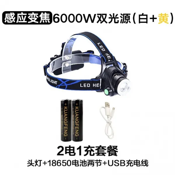 헤드랜턴 수리 구원 2020헤드라이트 러닝 강력한빛 탄광 충전 손전등 매우밝음 조명 led광부, T15-S75-반응가능 6000W더블광원(흰빛+옐로우빛)10시간(