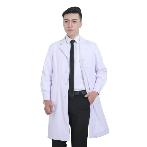 혜란 에인절스 롱 소매 화이트 가운을 입고 있다 간호사 수술실 가게 당직 기모 융