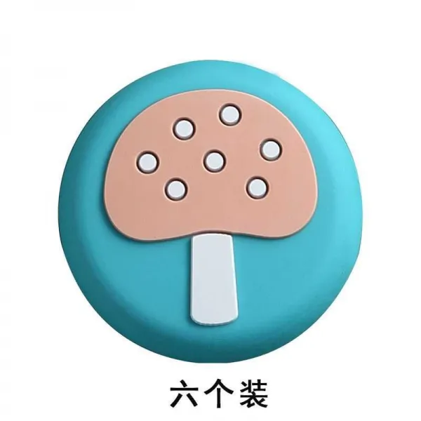 가정용 충돌을 방지함 투명실리콘 풀 냉장고 앙카형스토퍼 벽 문뒤 방지패드 흡판, 맹물 방지패드 6개입 버섯