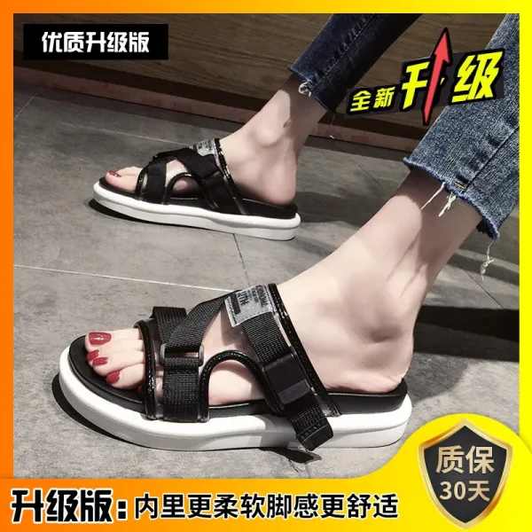 잡화상점 통굽슬립온 인싸템 핏아우터 트렌드 밑바탕이 두꺼운 게으른 사람 비치 일자 슈즈