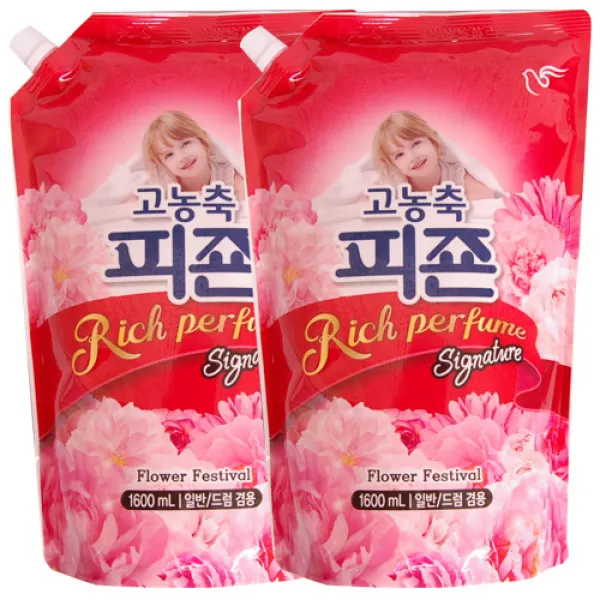 피죤 리치퍼퓸 플라워페스티벌 리필 1600ml 섬유유연제 2개