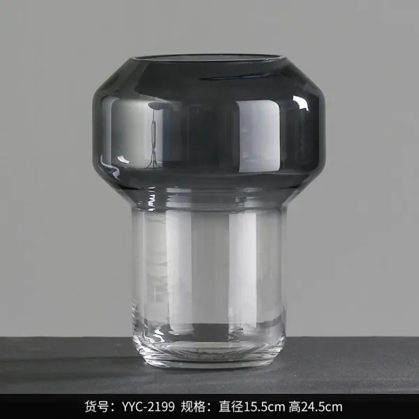가볍게 사치한 기하학무니 유리화병브라운소 투명 수배 꽃꽂이 실내 거실 디자이너 소프트, 본상품, 24.5*18.5*18.5 YYC－2