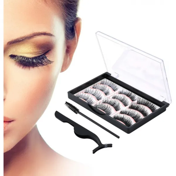 자기 인조 속눈썹내츄럴 3짝/12개 카라 세트 재이용 가능접착제 없어도 자석인조 속눈썹 3D눈초리자석, 1