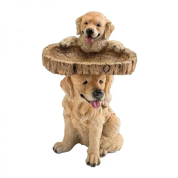 SJSHOP 살아있는 것 같은 수지 동물 입상 야외 정원 말뚝 정원 안뜰 식물 장식 비바람에 견디는 새 beeder 내구성 생생한, 개