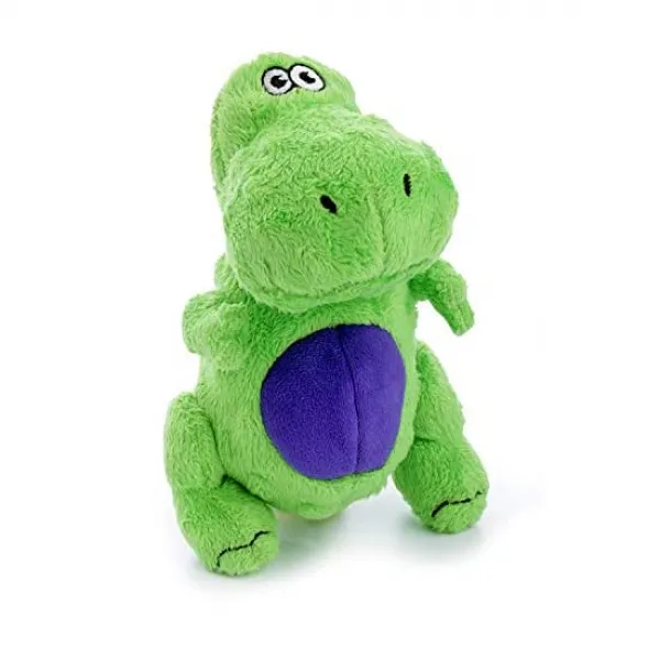 Godog 고독 반려견 장난감 미국 직배 Dinos T Rex Tough Plush Dog Toy With Chew Guard Technology Green Small, 1개