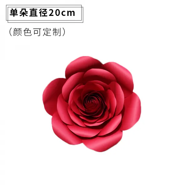 종이꽃 진열창 장식 소품 결혼축하 길안내 인테리어 레드 장미꽃 벽배경 수공업, T02-단송이 꽃송이 직경 20CM