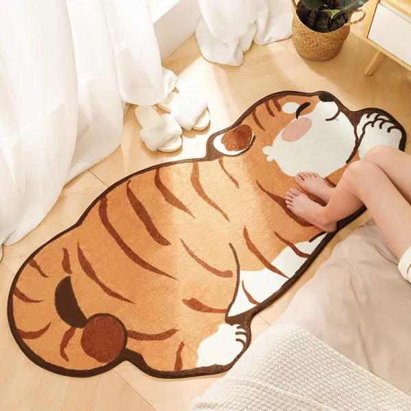 Linzheng신형 만화 호랑이 침실 캐시미어 양탄자 바닥 깔개 거실 미끄럼 방지 바닥 깔개 두꺼운 침대 옆 담요, 맹호가 허리를 굽히다 (H)