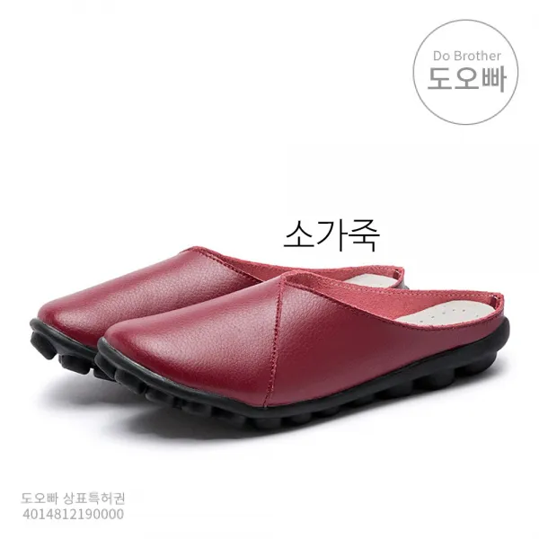 도오빠 소가죽 슬리퍼 여성 샌들 사무실 실내 가죽 레더 여자 사무실신발 사무실슬리퍼 실내슬리퍼 캐주얼 심플 30대 40대 50대 가죽샌들 봄 가을 가죽슬리퍼 소프트 발편한 가벼운 도보 워킹 빅사이즈 265까지 큰발