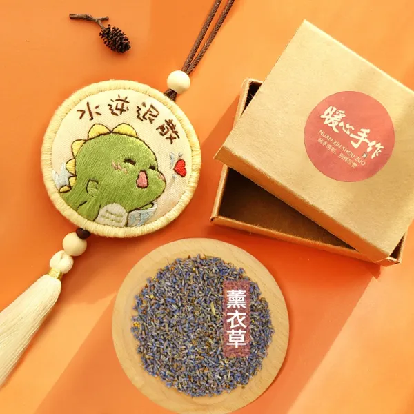 차량용장식소품 자동차 걸이식 평안부적 diy수공 자수 향낭 차량내부 장식품 차량용 벽걸이장식품 포켓, T11-물 퇴각++라벤더