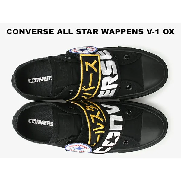 올 스타 뱃 지 컷 팅 converse all star wappens - 1 ox black 여성 스니커 즈 블랙 스리랑카 베 어 구 피 그 로 고 특수 와 이 드 밴드 슬라이드