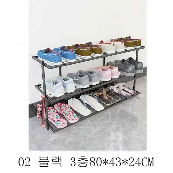 뉴타임즈9 간이 철화대 다층 가정용기숙사를 문어앞 신발장에 놓으면 문간신발장 공간 경제형 수금형 철제화대XT17 A28, 02 블랙 3층80*43*24CM