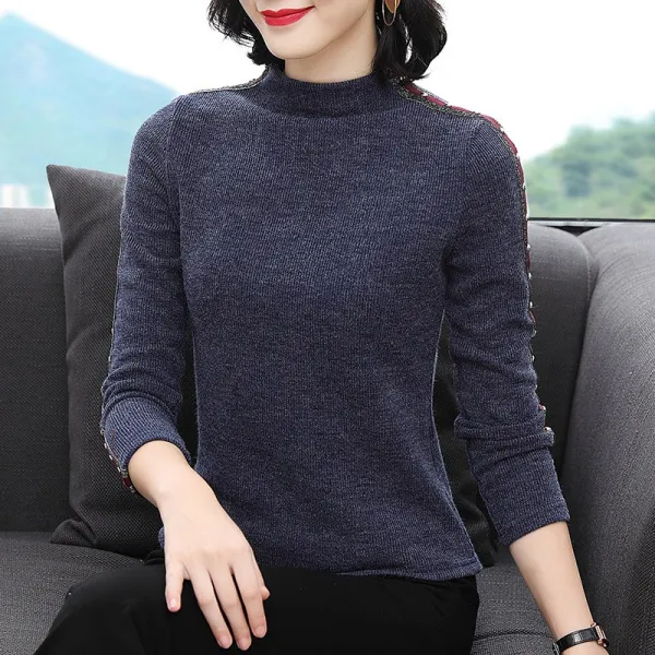 내왕여 이너 긴팔 반 목폴라 봄 가을 날씬해 보이는 서구티 티셔츠 미디엄 넥 빅 사이즈 상의