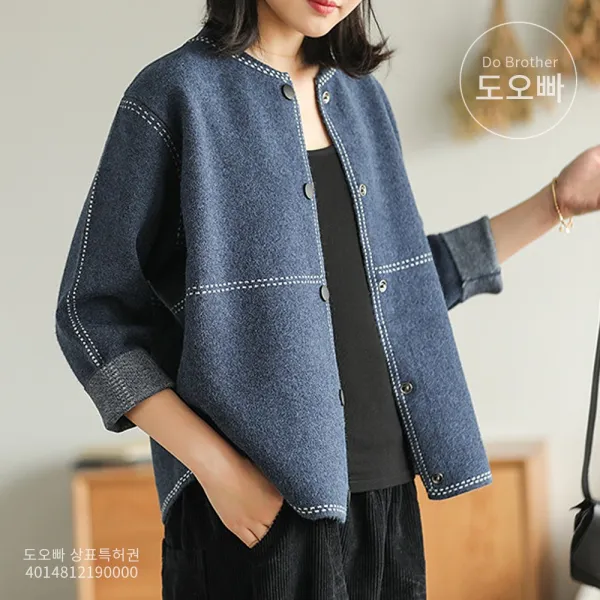 도오빠 스웨터 니트 니트자켓 여성 봄 가을 라운드 자켓 인조 밍크 심플 베이직 아우터 외투 간절기 환절기 롤업 캐주얼 빈티지 니트아우터 밍크자켓 20대 30대 40대