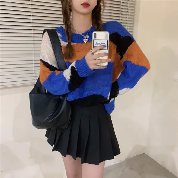 패피미쓰킴 밀리터리 형형색생 유니크 얼룩무늬 긴팔 니트