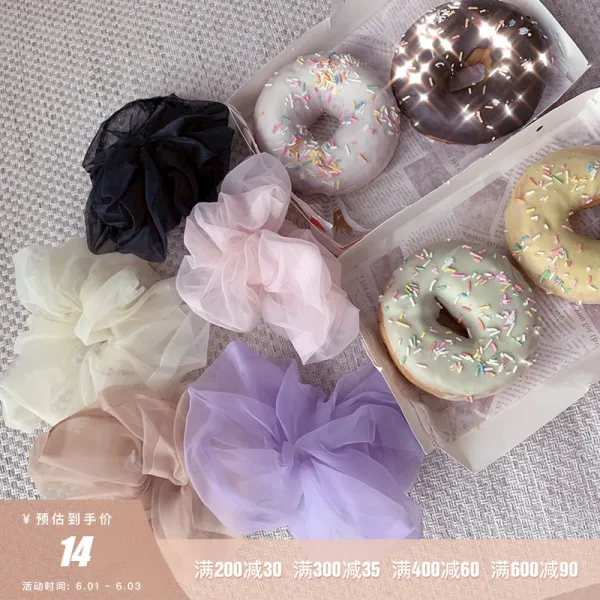 반다나 JOYSTYLE(마카롱)소녀하트 ins풍채 셀럽 머리묶기 포함빅 머리장식 머리끈