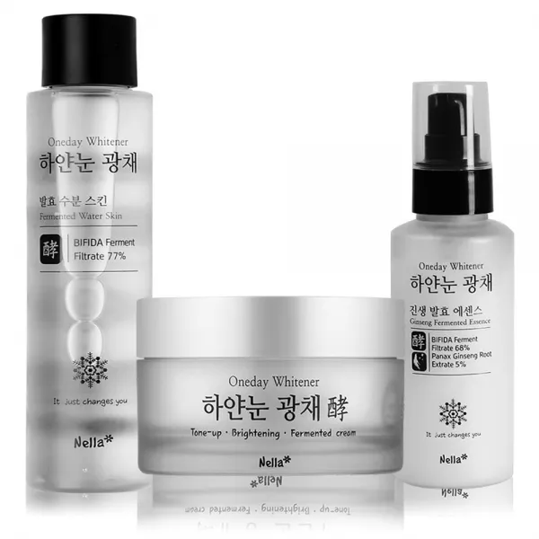하얀눈 광채 발효수분스킨+하얀눈 광채 세럼+크림+사은품세트 넬라기초화장품 미백+보습+영양+주름개선을 한번에, 1set
