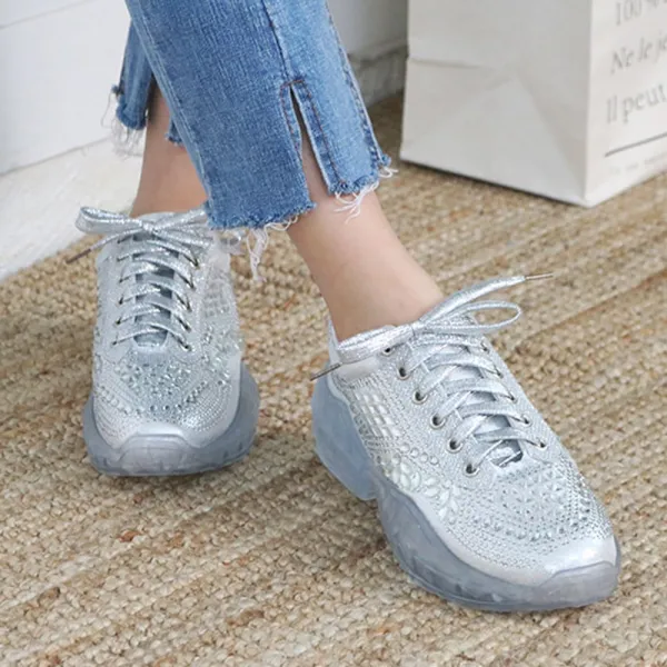 베리슈 여성 투명굽 글리터 키높이운동화 스니커즈