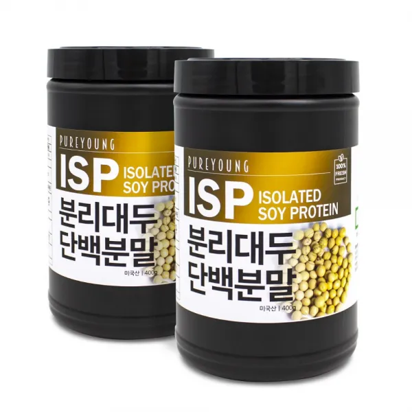 퓨어영 단백질보충제 ISP 분리대두단백질 식물성 400g, 2통