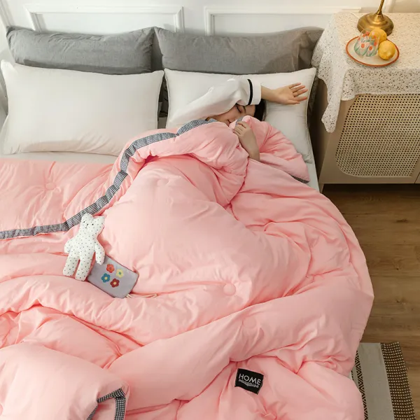 글로벌룬 에어컨 이불 두꺼운 보온 겨울 사계절 경량 이지 학생 3물세탁 가능 솜이불 봄가을 솜 세 근, 보카시 -핑크