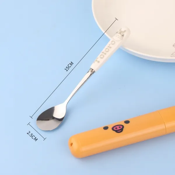 퀸 스텐컵 독창적 커피스푼 도자기 애니메이션 큐트 긴 자루 디저트 소녀 스테인리스 스틸 믹싱 단조탕, 15CM 용묘 숟가락 외가닥 .무함