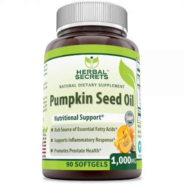 [미국 직구] Herbal Secret's Pumpkin Seed Oil 1000 Mg 90 소프트 젤 전립선 영양제, 상세페이지참조