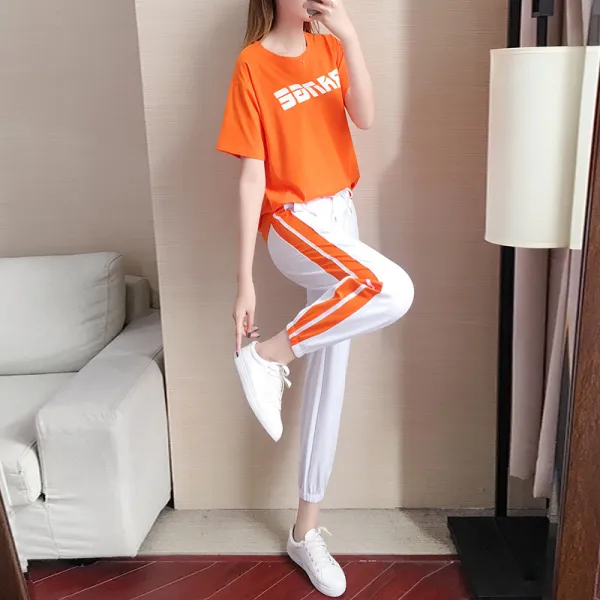 트레이닝복세트 광장무 패션 뉴타입 순면 운동복 여성여름옷 2020트렌디한브랜드 유행패션 캐주얼 투피스