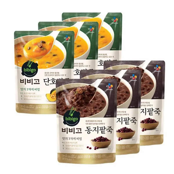 비비고죽450g 단호박죽 3봉 동지팥죽 3봉, 450g, 1세트