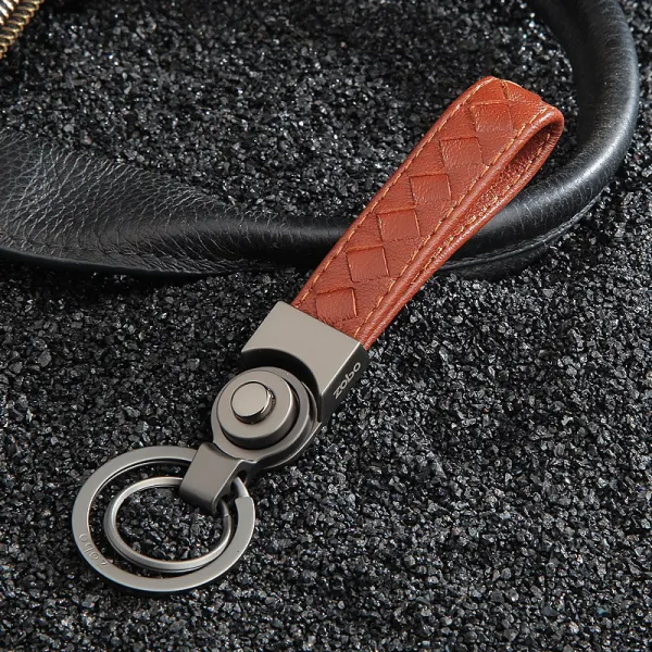 조보 정표 자동차 키홀더 개성 창의 고급 남여 리얼 양가죽 위빙스트랩, 무스탕 타입 갈색 11525cm