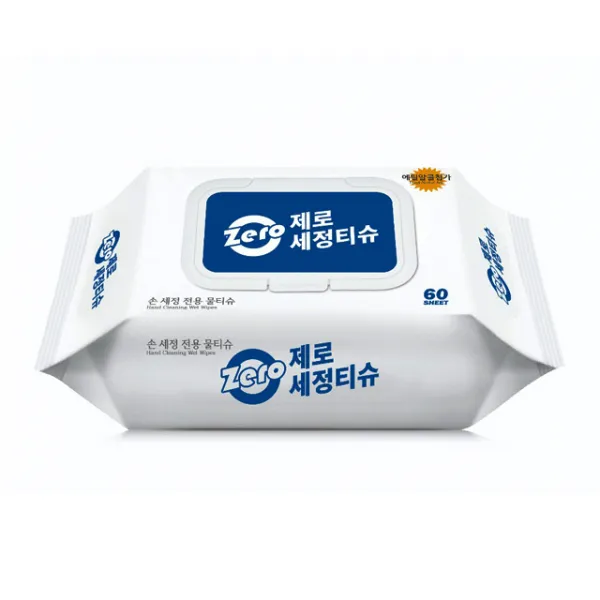 ZERO 제로 소독 알콜 손 세정 에틸알코올 물티슈 60매입