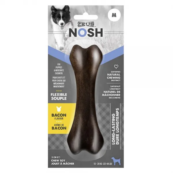 경스패밀리 제우스 NOSH 유연한 츄 본 베이컨 미디움 강아지 덴탈껌, 1