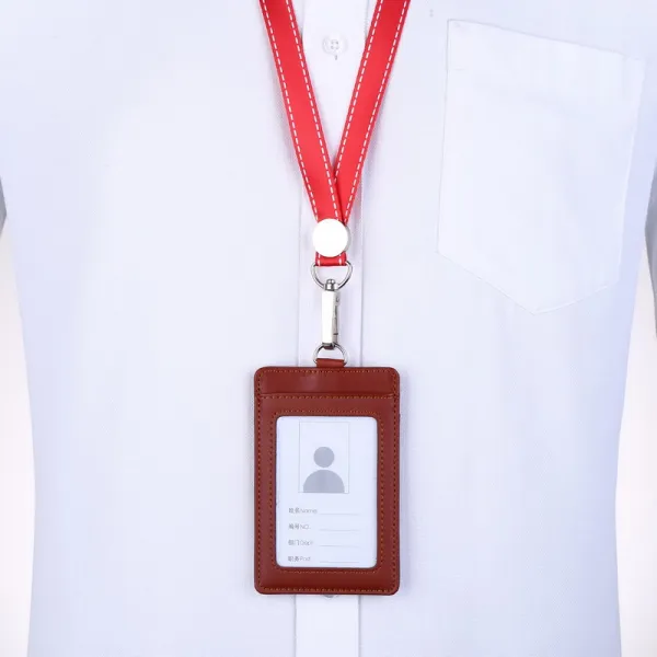 케이스 카푸스 2층 소가죽 3캐시 대용량 리얼가죽 금령을 어기다 명찰 직원 걸이명패 공장간판 IC 사원증 1378806230, Z16 갈색 세로 _DX1 레드 거치