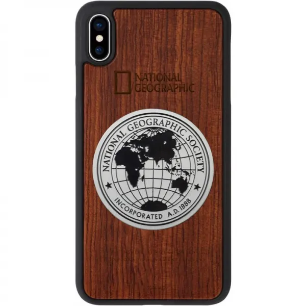 National Geographic iPhone XS Max 케이스 Metal-Deco Wood Case 로즈 우드 6.5 인치 아이폰 커버 나쇼, 1, 단일상품