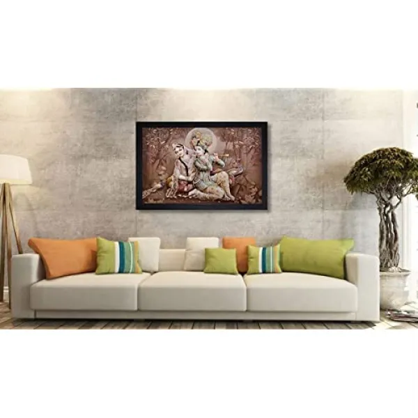 NMT 고결함 Radha Krishna 회화 합성 나무 UV 짜임새 벽 예술 [Radha Krishna Painting] - P0194085DZYKHK4, Radha Krishna Painting