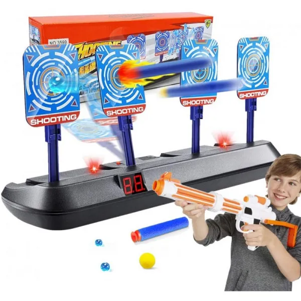 [독일 직배송] Nerf 무기에 대한 하하고 전기 디지털 타겟 다양한 장난감 총의 촬영 대상 조명및 사운드 프롬프트 자동 평가, 단일옵션