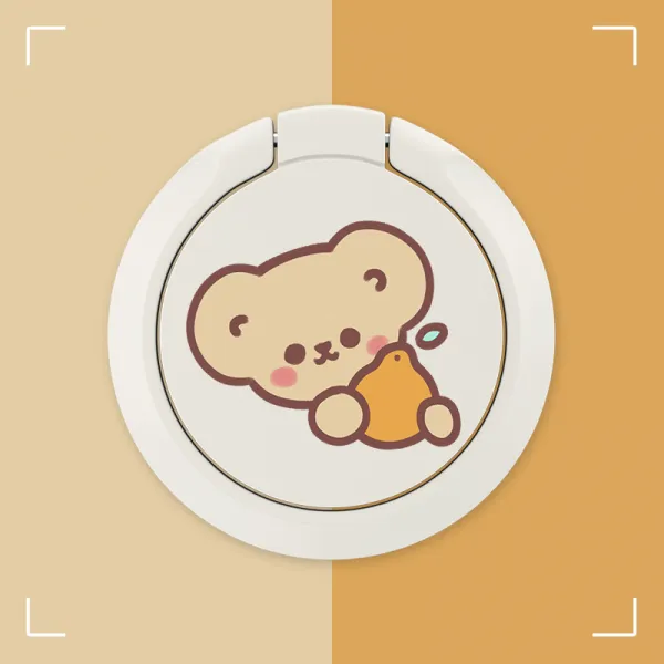 Jun.08 5번 휴대폰 거치대 귀여운 캐릭터 케이스 거치대 반고리 아이보리 남녀 커플 ins 게으름뱅이낙착방지식 회전 셀카 추극 마그네틱 토끼 낱개Z, 2_[아이보리 - 아 이 스 설탕 설 리 곰 받침대]