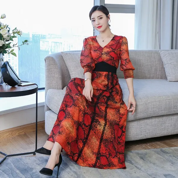 지앤에스 2019 봄 여름 새로운 V라인 스커트 기질 레이디 슬리밍 드레스