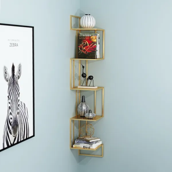 벽각서 선반 수납 벽걸이 벽 선반 벽 회전각대 구석 삼각벽 칸막이, 5단 나노도금 120X21X21