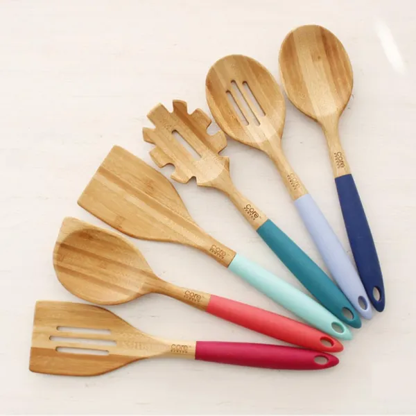 실리콘손잡이 대나무 이유식 조리도구 캠핑용주방도구 포인티드 스푼